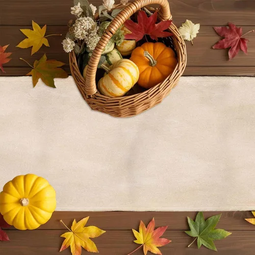 Vista 5 de Camino de mesa de otoño, caminos de mesa de vino y uva, cosecha, Acción de Gracias, vintage, barril de vino, de algodón, lino, bufanda, cocina, mesa