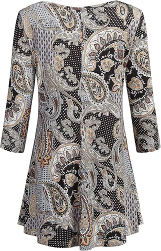Vista 2 de Nandashe - Blusa de manga 34 para mujer, diseño floral tipo túnica, blusa veraniega casual de vestir