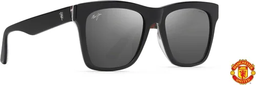 Vista 2 de Maui Jim - Gafas de sol polarizadas con lentes polarizadas polarizadas color negro con hombre Utd y Maui doble espejo plateado a negro polarizado