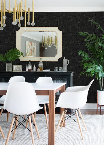 Vista 3 de Emily Rayna Black Pathways - Papel tapiz para despegar y pegar por RoomMates, RMK12742PLW Negro