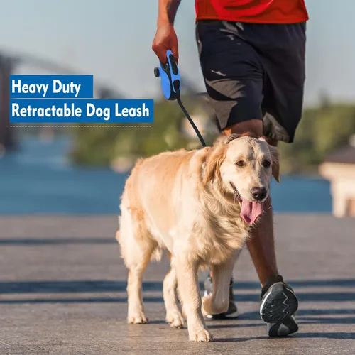 Vista 5 de Correa retráctil para perro de 26 pies con cable a prueba de mordidas, correa resistente con bolsas extraíbles para excrementos para perros medianos