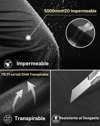 Vista 3 de 33,000ft Pantalones de lluvia para hombre, con cremallera completa Negro