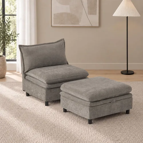 Vista 20 de Sofá modular modular de 113.4 pulgadas con otomana de almacenamiento Gris