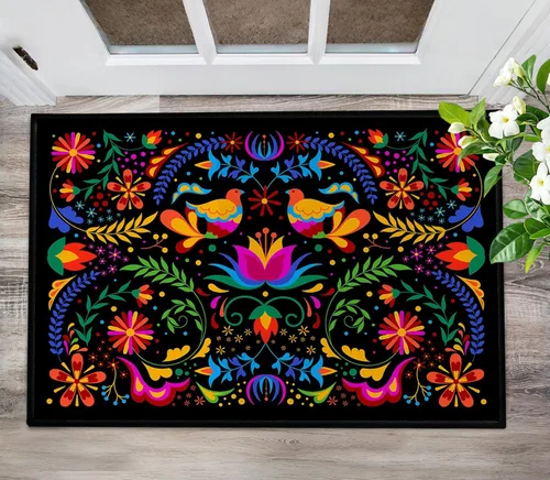 Vista 20 de Alfombra Floral Boho 2x3, Alfombra de Entrada Interior con Flores Coloridas Antideslizante Alfombra Pequeña para Área de Entrada Cocina Baño