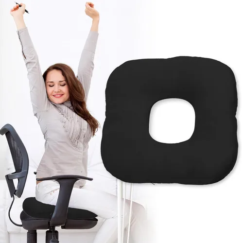 Vista 18 de Cojín de asiento con forma de dona rellena para dolor de coxis y coccix, hemorroides, úlceras de cama, embarazo, próstata, recuperación