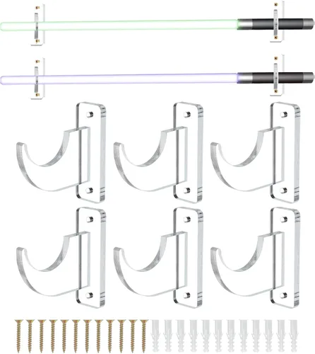 Vista 10 de uxcell Soporte de pared para espada, 1 juego de soporte de pared para sable de luz acrílico, soporte de pared para espada de sable de luz, soporte
