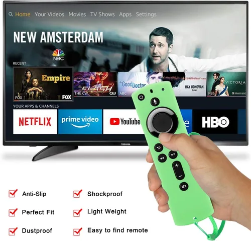 Vista 4 de Pinowu Firestick - Funda protectora de silicona compatible con Fire TV Stick 4K Alexa Voice Remote Control, ligera, antideslizante, a prueba