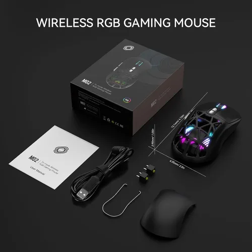 Vista 7 de FD Mouse inalámbrico para juegos, mouse macro programable RGB recargable, 10000 DPI, trimodo 2.4 GHz/BT 5.0 con cable, batería integrada de 3.7 V