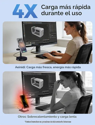 Vista 2 de Aeinidi Cargador inalámbrico magnético fuerte súper rápido para Samsung Negro