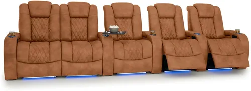 Vista 196 de Seatcraft Asiento de cine en casa Diamante Marrón Reclinable Individual
