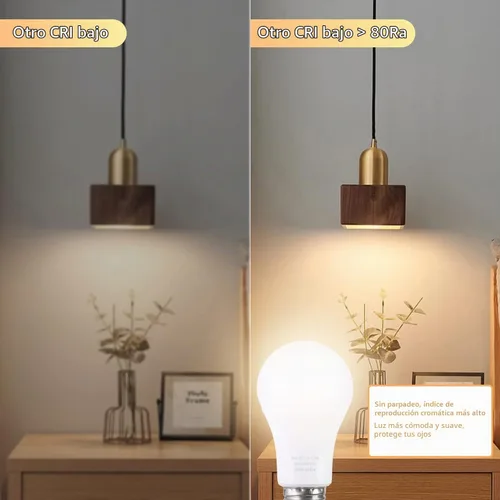 Vista 6 de Bombillas LED A19 con control remoto, 800LM 9W, bombillas LED equivalentes a 60 W, regulables continuas 3000K-6000K, base E26, CRI 80+, 2.4 GHz, más