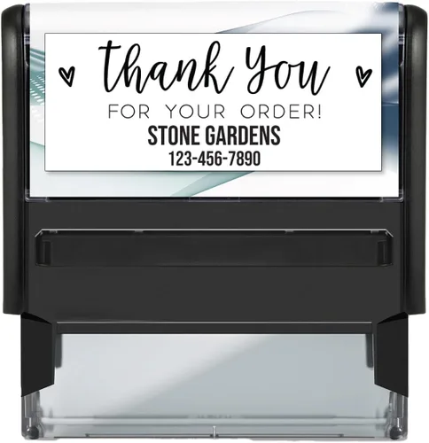 Vista 5 de Sello personalizado con texto en inglés «Thank You for Your Business» / Sello cuadrado autoentintado de 1.5 pulgadas, sello de tinta negra