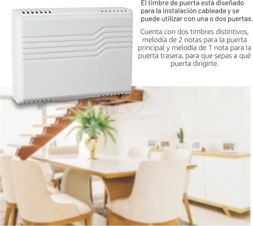 Vista 3 de Newhouse Hardware Two Note - Kit de timbre de puerta con cable con botón iluminado para transformador y montaje en superficie, 16 VAC/10 VA