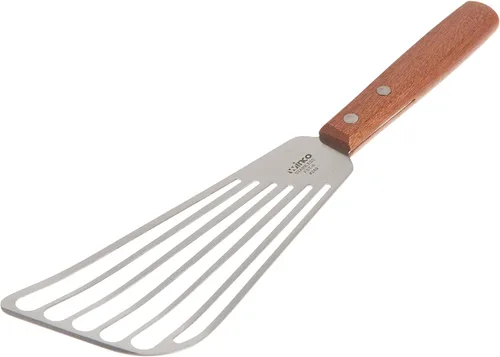 Vista 2 de Espátula Winco FST de 6.5 pulgadas (16.51 cm) para pescado, M, Acero inoxidable, marrón