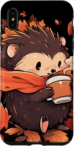 Vista 11 de Hedgehog Fall Autumn Leaves Pumpkin Spice Latte Kawaii Case for iPhone 16