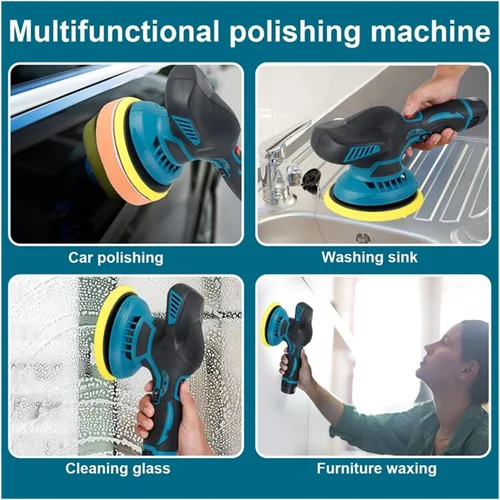 Vista 4 de Car Buffer Polisher, Cordless Car Polisher 12V Battery 6 Speed Adjustable Electric Waxing Polishing Kit Beauty Tool,for Waxing