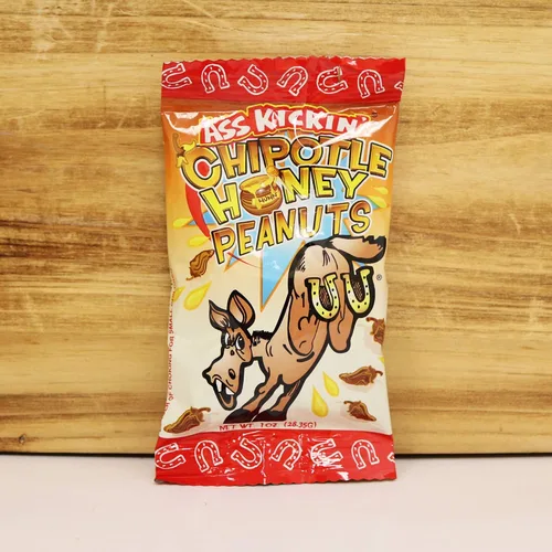 Vista 2 de ASS KICKIN' Chipotle - Cacahuetes picantes tostados con miel – Paquete de 24 unidades de 1 onza – El mejor regalo gourmet picante