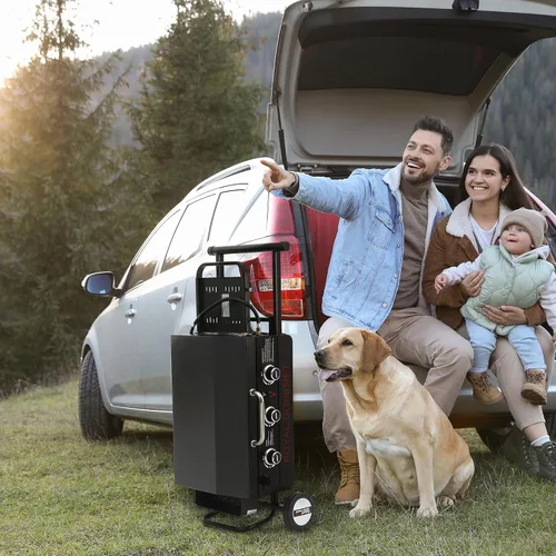 Vista 2 de Royal Gourmet PD3001 - Parrilla de gas propano de 3 quemadores con soporte plegable, parrilla portátil de 23 pulgadas con mesa auxiliar y área
