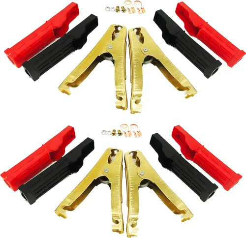 Vista 6 de 4 piezas de abrazaderas de cable de puente Abrazaderas de batería de cocodrilo de cobre puro 100A-500A Abrazaderas de cargador de batería de coche