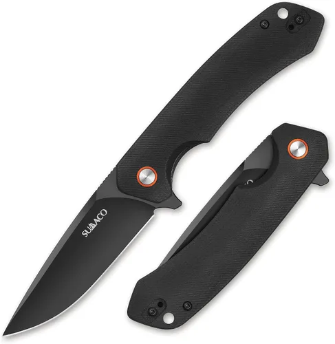 Vista 8 de Cuchillo de bolsillo plegable EDC Tactical Knife Camping Survival Knife 3.54'' D2 Blade acero y G10 Handle Liner Lock Clip reversible para uso