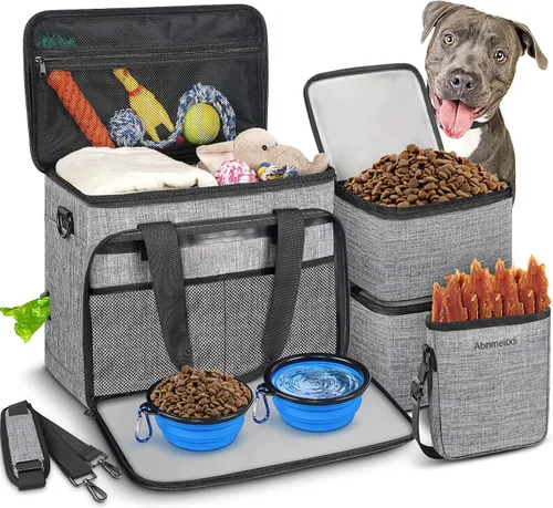 Vista 10 de Juego de 6 bolsas de viaje para perros, kit de viaje grande para Negro
