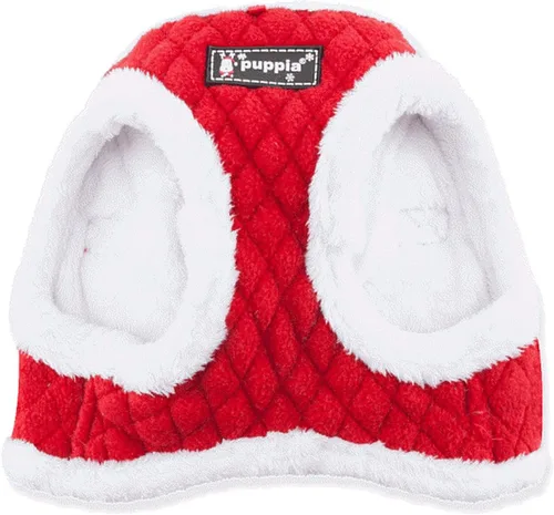 Vista 7 de Puppia Blitzen - Arnés tipo chaleco para perro, arnés cálido para invierno y Navidad, para perros pequeños y medianos, rojo a cuadros, talla S