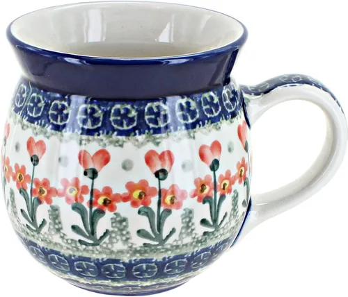 Vista 14 de Blue Rose Polish Pottery - Blue Alyce Bubble Mug - 16 oz - Unique Shape Mug for Coffee & Tea