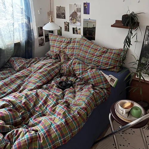 Vista 28 de mixinni Juego de funda de edredón vintage a rayas, tamaño twin, juego de ropa de cama de 3 piezas, 100% algodón lavado, suave y transpirable, funda