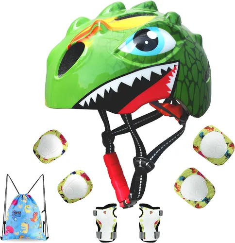 Vista 9 de Toddler Helmet Kids Bike Helmet for 2 3 4 5 6 7 8 Years Old Girls with 3D Dinosaur Design Protective Gear Set and Safety Certified, Toddler Bike