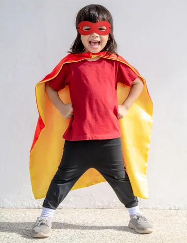 Vista 4 de Capas y máscaras de superhéroe de doble cara para niños, perfectas para Navidad, Halloween, cosplay y fiestas