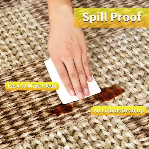 Vista 2 de Mantel redondo de vinilo de plástico ajustable con parte trasera de franela y borde elástico, protector de mesa impermeable para mesa de comedor