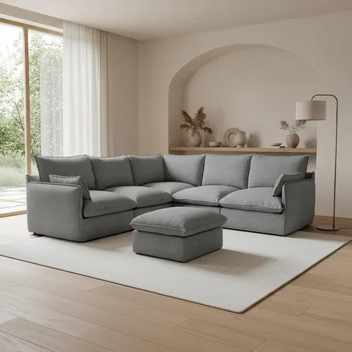 Vista 11 de Sofás modulares de 69.2 pulgadas para sala de estar, respaldo alto impermeable, sofá modular con relleno de plumón, sofá biplaza convertible