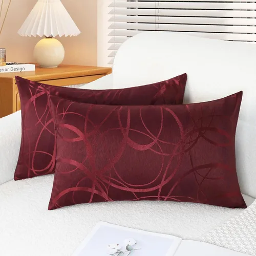Vista 25 de CaliTime Fundas de Almohadas Decorativas Paquete de 2 Modernas Brillantes y Opacas Contraste Círculos Anillos de Acento Geométrico Fundas de Cojines