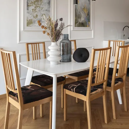 Vista 3 de Juego de 6 fundas de asiento extraíbles para sillas de comedor, de madera americana, elásticas, para bodas, fiestas, fundas de cojín, protector