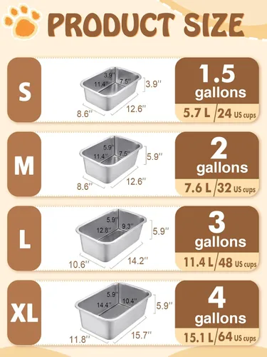 Vista 5 de Cuencos grandes para perros de 1.5 galones, tazón de acero inoxidable de grado alimenticio para agua y comida para perros, sin derrames, alta