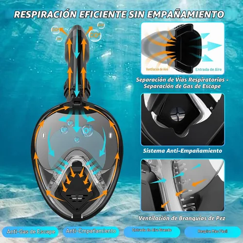 Vista 3 de Devilfish Full Face Snorkel Mask Adults, Dry Top System Snorkeling Set with Foldable Sunglasses, 180 Degree Panoramic View Snorkel Gear, Scuba