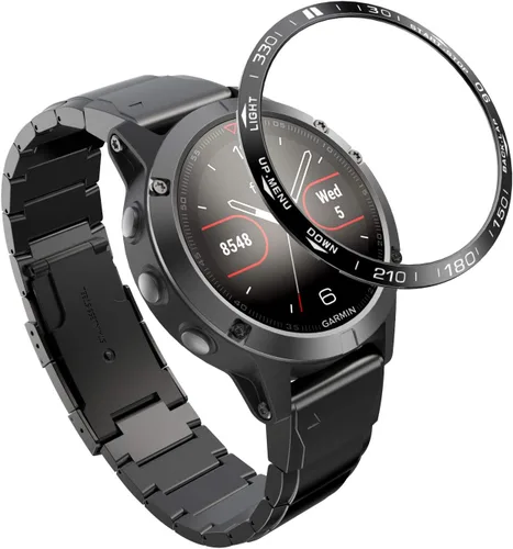 Vista 10 de REYDA Bisel de reloj compatible con Garmin Fenix 5/5 Plus, anillo de bisel de acero inoxidable, cubierta adhesiva de bisel de acero inoxidable