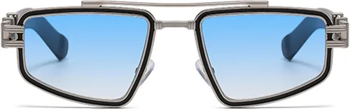 Vista 2 de bullabulling Gafas de sol retro de doble viga para hombre, gafas de sol de moda para mujer, protección