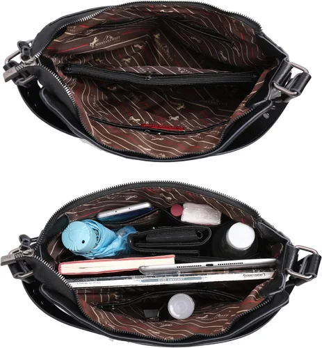 Vista 7 de Bolso bandolera grande de piel para mujer con correa cruzada y funda de quita y pon