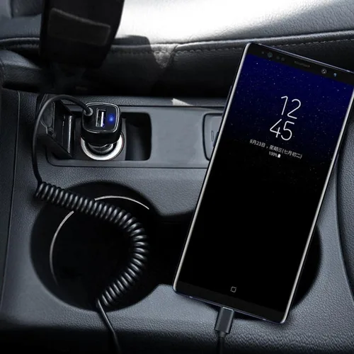 Vista 3 de BoxWave Cargador de coche compatible con Samsung Galaxy Tab A 10.1 2019 LTE - Cargador de coche Plus, con puerto USB adicional y cable integrado