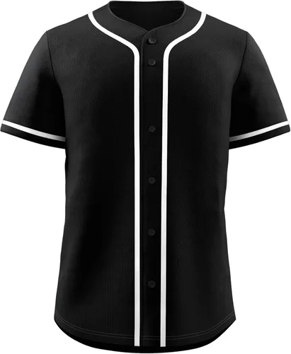 Vista 24 de KXK Camiseta de béisbol en blanco para hombre, camisas casuales con botones, manga corta, uniforme deportivo de equipo activo