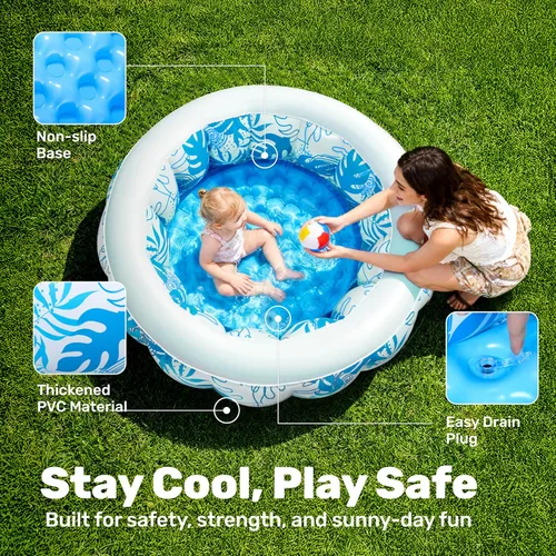 Vista 2 de SLOOSH Piscina inflable infantil para niños, piscina de 36 x 11 pulgadas con almohadilla suave para niños y niños pequeños, piscina redonda inflable