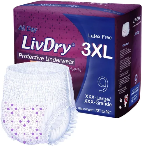 Vista 15 de Livdry M - Pañales para adultos para mujer durante la noche, máxima absorción definitiva, protección durante todo el día o la noche, talla mediana