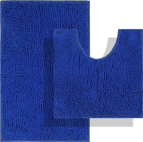 Vista 48 de Juegos de alfombras de baño de 2 piezas, alfombra de baño de felpilla extra suave ultra absorbente, alfombra de baño con base antideslizante de PVC