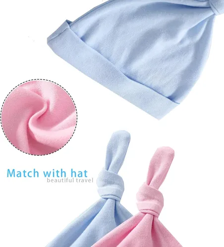 Vista 4 de YSCULBUTOL Conjunto de ropa para bebé gemelos con baberos para niña con sombrero