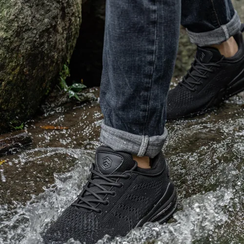 Vista 3 de Zapatos de trabajo antideslizantes para hombre, antideslizantes, resistentes al agua, para caminar, servicio de alimentos, zapatos anchos