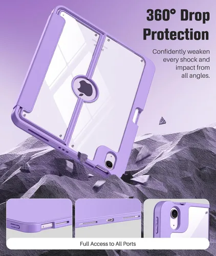 Vista 6 de MoKo Funda para iPad Air de 11 pulgadas 7ª/6ª generación M3/M2 2025/2024, iPad Air 5ª/4ª generación de 10.9 pulgadas 2022/2020 con soporte