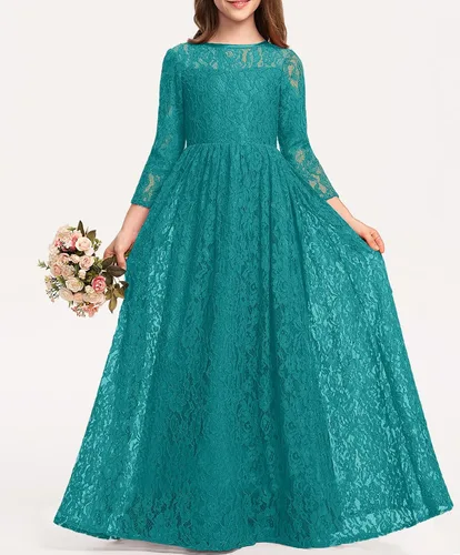 Vista 5 de HOSIKA Vestido elegante de encaje bohemio para niñas de 6 a 12 años