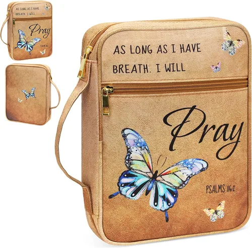 Vista 10 de GUEER Funda para Biblia para hombres, Portabiblia, Funda para Biblia Bolsa Organizadora de Transporte, con Cremallera y Bolsillos para Biblia