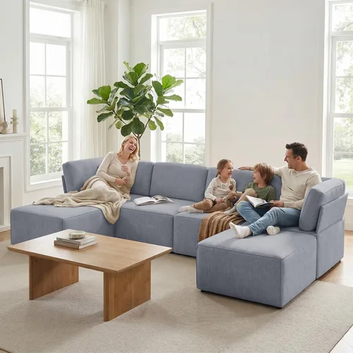 Vista 10 de CECER Sofá modular modular, sofá convertible en forma de U con tumbonas